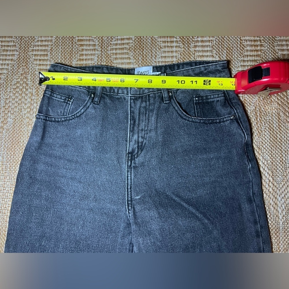 Princess Polly Women's Black Wide Leg Denim Jeans,Slit Cuffs,Size US 4 - Picture 5 of 8
